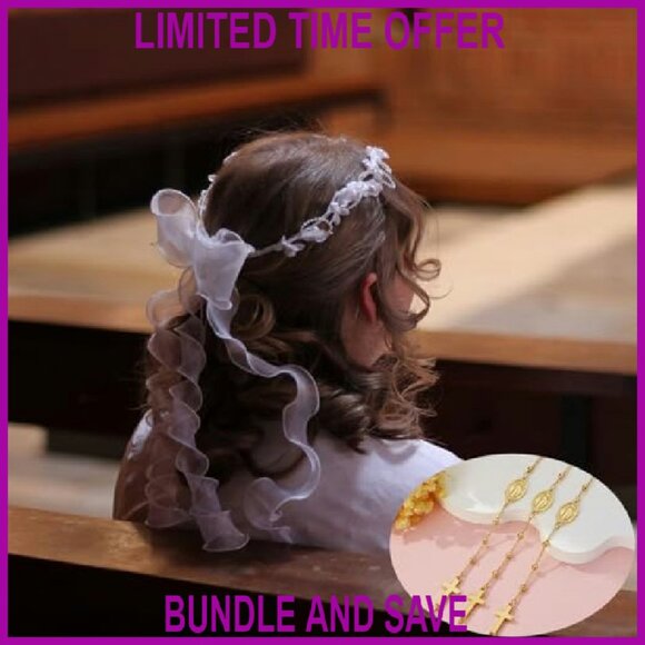 Virgin Mary Cross Charm Bracelet 14K Gold Plated 6" Length - Picture 4 of 7